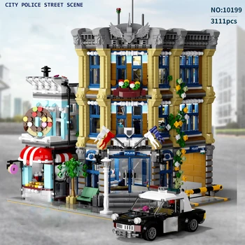В наличност модел на полицейското управление MOC City Строителни блокове Креативен град, Супер Герои, гледка към улицата Монтаж на тухли Играчки за детски подарък