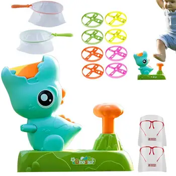 Летящ диск Пусковая играчка във формата на хубаво животно, летяща чиния, играчки за котки, летящи витла, летящ диск играчка с 1 стартиране на инсталацията и 8