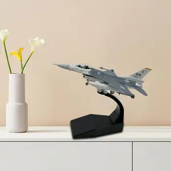 Модел изтребител F16C в мащаб 1/100, монолитен под налягане, высокодетализированные детски играчки, самолет с поставка, коллекционный самолет за една етажерка, домашен бар