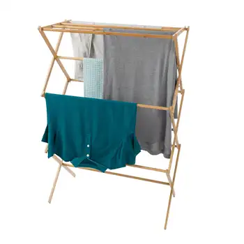 Преносима бамбук простор за дрехи - сгъваема и компактна за вътрешно /външно използване от Eloisa Home