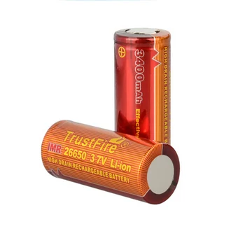 Продажба на едро TrustFire IMR 26650 акумулаторна литиева батерия с висок разход на гориво от 3,7 На 3400 mah защитен капак за led лампи