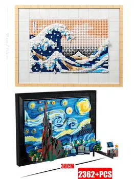 Съвместимост 31208 21333 Хокусай голямата вълна от градивните елементи на Художествена живопис тухли Moc Идеи за дома интериор Образователна играчка подарък