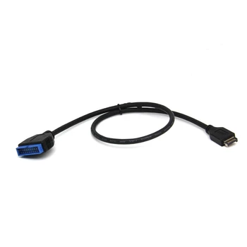 1 бр. кабел адаптер за USB Type 3.1-E от щепсела до штекеру IDC20P, 20-пинов кабел за удължаване за дънната платка на компютъра, 30 см, черна пластмаса