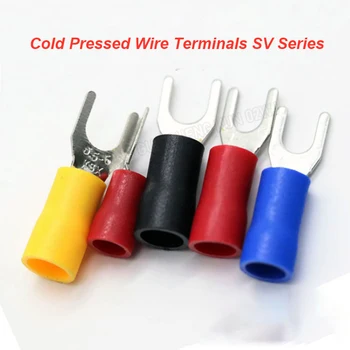 10 бр. клеммная разклона за студено пресоване на серията SV, тип U, тип Y, самозалепваща поставяне пружина на обвивка от PVC, черен, червен, жълт, син