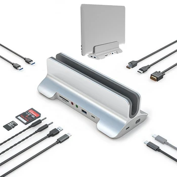 12 в 1 ЦЕНТЪР За MacBook Pro Air Stand Докинг станция 4K USB3.1 PD100W Съвместим Thunderbolt Ethernet, VGA, HDMI Ивица на Лаптоп