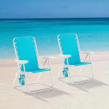 2 комплекта опори, плажен алуминиев стол с бънджи, в червено, бяло и синьо райе, уличен стол, плажни столове, стол за риболов