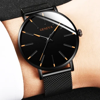 2022 Бизнес ръчни часовници за мъже с Класически модерен мъжки часовник от неръждаема стомана мъжки луксозни и ежедневни часовници кварцови творчески черни