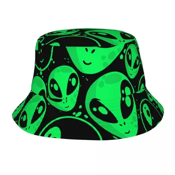 2023 Мъже, Жени Лятна зелена шапка-кофа извънземно НЛО Боб Рибарска шапка За пътуване на открито козирка Модни Панама