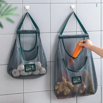 3 бр. чанта за съхранение на плодове и зеленчуци, кухненски стенни чанта за съхранение на преносим джобни, преносими и дишащи кухненски инструменти