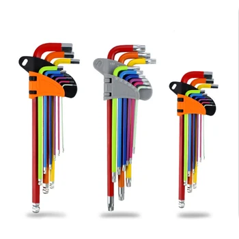 9 бр. цветен шестостенния ключ, на набор от шестоъгълни ключове с шариковым края на 1,5 мм-10 мм, от легирана стомана, L-образни ключове за DIY, велосипеди и мотоциклети