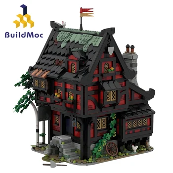 BuildMoc Средновековен Лъв На Рицарите, Хотел Крестоносца Хостел Строителни Блокове, Определени Заключване Механа Тухли Играчка За Деца, Подарък За Рожден Ден