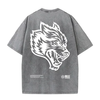 DARC SPORT Големи вълци негабаритная памучен мъжки t-shirt, за пране, лятна свободни тениски за джогинг, дишащи реколтата, тениски, потници