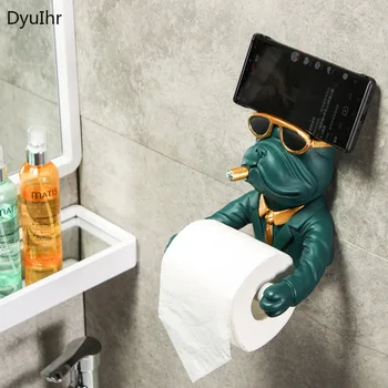DyuIhr проста и креативна имитация на животното, държач за кърпички за баня, стенен държач за ролка хартия за изпомпване, аксесоари за баня
