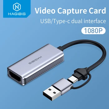 Hagibis HDMI-съвместима карта заснемане на видео, USB 3.0 Type-c с Двоен интерфейс за запис на видео игри за камерата PS5 Switch Живо