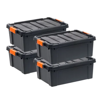 IRIS САЩ, 11-Галлонный Сверхпрочный Пластмасова Кутия за съхранение, Черен, Определени от 4-те кутии за съхранение storage box