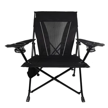 Kijaro Xxl Преносим стол за къмпинг и спорта с двойно заключване за възрастни, Vik Черни мебели за двор, улица стол