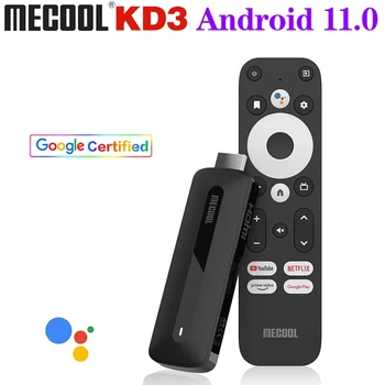Mecool KD3 Netflix 4K TV Stick Amlogic S905Y4 TV Box Android 11 2 GB 8 GB Сертифицирана от Google Подкрепа AV1 Двойна Wifi TV-ключ