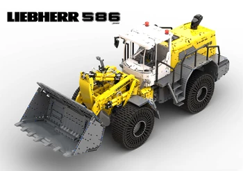 MOC Liebherr L586 големи колесни товарачи Инженеринг автомобил, Радио-управляеми строителни блокове с дистанционно управление, комплект за моделиране на тухли, подарък за деца, детски играчки