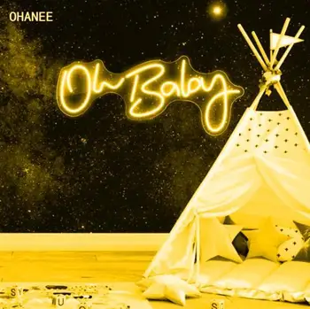 OHANEE Oh Baby Неонова реклама Led лампа Потребителско име, Лого Персонализирани декорация на Стените в Дома декор подарък за рожден ден
