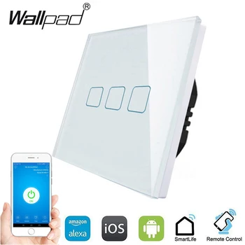 Wifi монтиран на стената lcd сензорен прекъсвач на ЕС Великобритания умен ключа за лампата Wallpad 1 2 3 Банда 220 В Sasha умен дом Подкрепа Алекса Google Home Switch