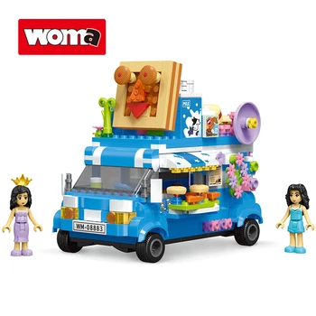 WOMA камион за сладолед, градивен елемент, 8 инча, куклен торта, кола, набор от тухли, творчески блок за момичета, играчки за деца