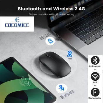 Акумулаторна безжична мишка Bluetooth мишка компютърна ергономична Mini Usb Mause 2,4 Ghz тиха оптична мишка за Macbook и преносими КОМПЮТРИ