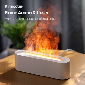 Ароматни дифузор KINSCOTER Flame, овлажнител на въздуха, ултразвуковият инхалатор студена мъгла, led дифузор етерични масла, аромат за дома