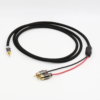 Аудио кабел 312R Hi-Fi, 2 Rca и 3.5 MM Правоъгълен Стереоразъем Аудио-Видео кабел за Hi-Fi 1-2