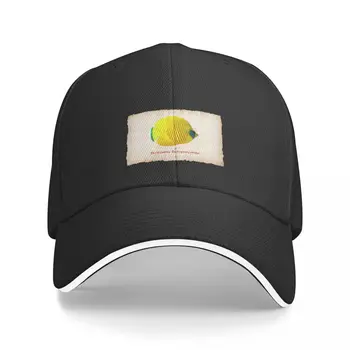 Бейзболна шапка с лента за инструменти за мъже и жени възстановяване на предишното положение, сладка жълта рибка, на хартиен фон, плажна разходка, шапка с див топката