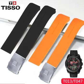 Гумен силикон каишка за Тисо 1853 Tengzhi T-Touch original T013 гумена каишка за часовник T047T081T33 силикон каишка за часовник