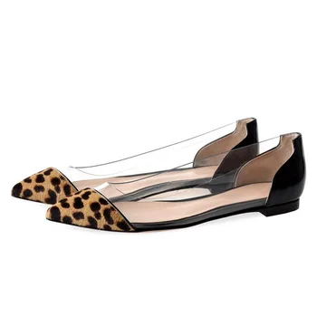 Дамски обувки смесени цветове, лятна ежедневни дамски обувки, леопардовые лоскутные обувки на плоска подметка от PVC в стил мозайка, ретро, с остри пръсти, Zapatillas Mujer
