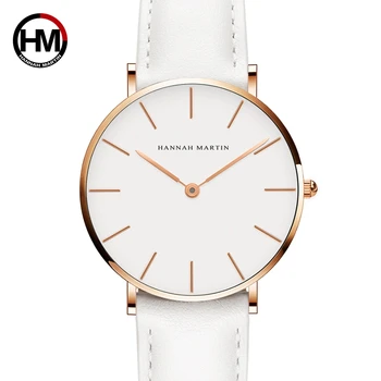 Дропшиппинг Японски кварцов прости дамски моден часовник с бяла кожена каишка, дамски часовник, маркови водоустойчив часовник 36 мм