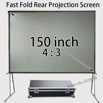 Екран задна проекция Full HD 150 инча със съотношение на страните 4: 3 с быстросъемной рамка и транспортна алуминиева предавателна