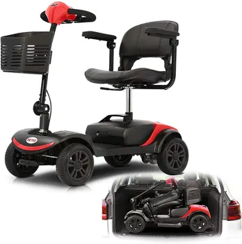 Електрически 4-колесни компактен скутер, кола, мотоциклет, сгъваема седалка с електрически люк, завъртащо се на седалката за по-възрастни хора, по-възрастни хора, пътувания, спорт на открито