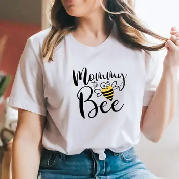 Женска тениска от 100% памук с графичен принтом Mom To Bee, забавен летен случайни топ с къс ръкав, нов подарък на майка ми, тениска с пчели