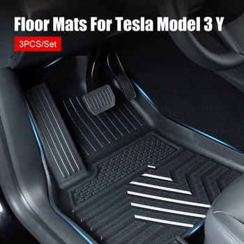За Tesla, Модел 3 Y Авто Подложка За крака За Лявото Шофиране без хлъзгане Водоустойчиви Защитни Облицовки Пълно Покритие 3 бр./компл. Постелки За пода TPE