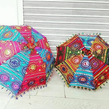 Индийски градински чадър ръчно изработени, плажен чадър, красиви старинни големи декоративни чадъри от слънцето ръчно изработени