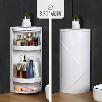 Креативна ъглова етажерка за баня, въртяща стойка за съхранение в кухнята, банята, мивка, триъгълна стойка за организацията