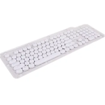 Кръгла прозрачен капак за клавиши с подсветка в стил пишеща машина E-yooso в ретро стил 104/87, с дръжка за ключове, подходящ за механична геймърска клавиатура