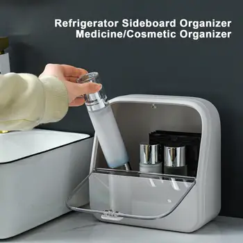 Кутия-органайзер на вратата на хладилника, мултифункционален контейнер за съхранение с капак за хладилник, органайзер за пресни продукти, кутия за грим