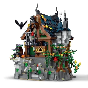 Къща магьосник, идеи средновековния век, модулна архитектура, строителни тухли, каменна хижа, модел блокове, играчка подарък за деца