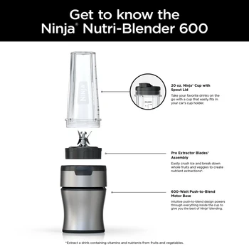 Личен пасатор Nutri-Blender BN300WM с мощност 600 W, 1 подходящи за измиване в съдомиялна машина чаша