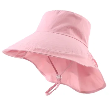 Лятна солнцезащитная шапка със защита от ултравиолетови лъчи за дами, дамски шапка-кофа с капак в областта на шията, широка периферия шапка, риболовна шапка за възрастни
