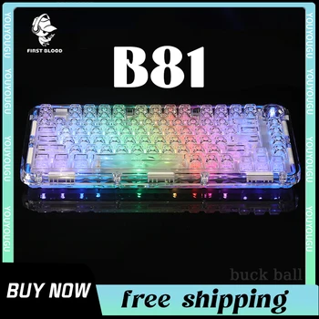 Нова механична клавиатура Firstblood B81, прозрачна безжична 3-режимная уплътнение 81 клавишите, 75% подредба, безшумен преминете RGB, клавиатура игри