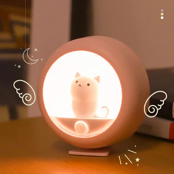 Новости, led с датчик за нощна светлина, лампа с сладък котка, лампа за спални, USB-стенен лампа за кабинет, осветление за умен дом, украса за спални