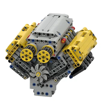 Оторизиран 770шт MOC-54607 Сам Тухли Модел на Двигателя V8 Строителни Блокове Играчка (Предназначен Bricktec Designs) - Динамична версия