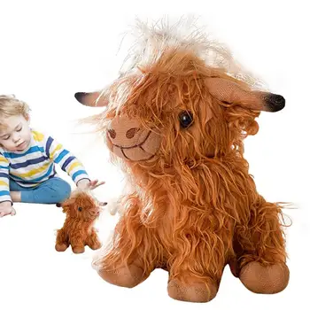 Плюшен играчка Highland Cow, имитирующая меки играчки за деца, кукли-животни, сладки плюшени играчки-животни за показване и събиране, сбирка