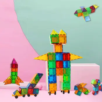 Подаръци За Деца Квадратни Забавни Играчки Монтесори САМ Магнитни Блокчета Магнитни Строителни Блокове Магнитни Дизайнерски Плочки