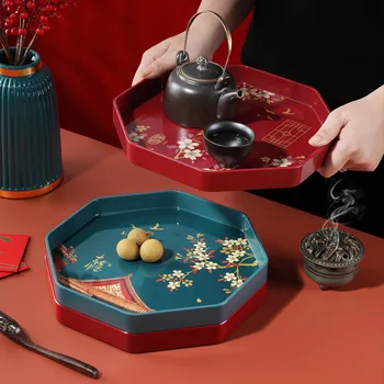 Порцеланов правоъгълен меламиновый тава в китайски стил за вашия домашен сватбени закуски, тава за съхранение на плодове, чай тава на едро