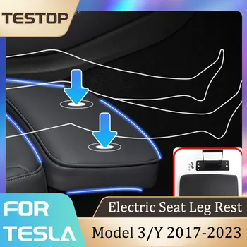 Поставка за крака електрически седалки Tesla за Tesla Model 3 / Y 2017-2023 Аксесоари 80 ° Кожена удължител за седалка, поставка за крака, наколенник за краката